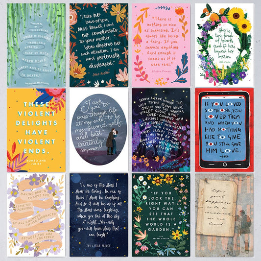 Bookishly - Set of Twelve Classic Book Quote Postcards